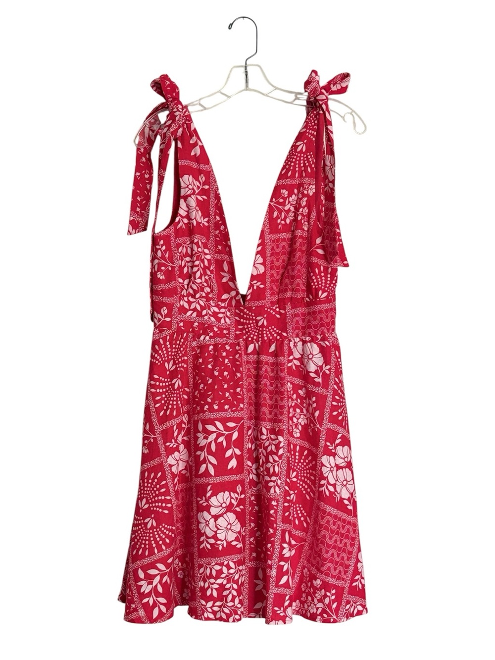 House of Harlow Linen Blend Tie-shoulder A-line Mini Dress Plunge V NWT